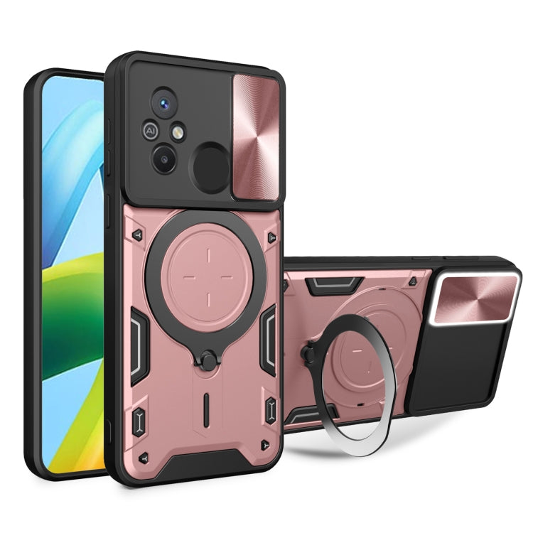 For Xiaomi Redmi 12C CD Texture Sliding Camshield Magnetic Holder Phone Case(Pink) - free shipping - PMC TechLife - Order now!