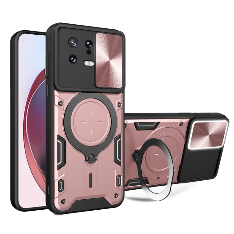 For Xiaomi 13 CD Texture Sliding Camshield Magnetic Holder Phone Case(Pink) - free shipping - PMC TechLife - Order now!