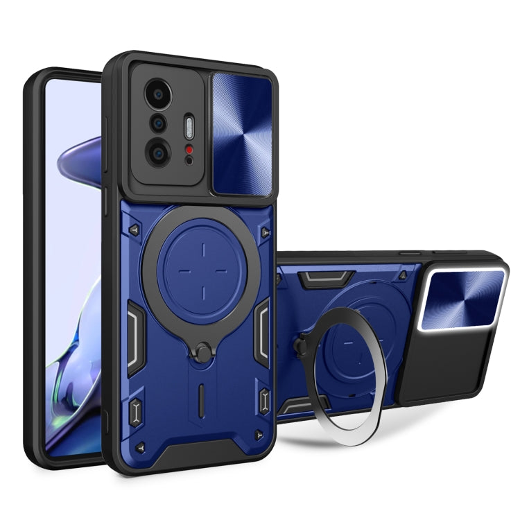 For Xiaomi 11T CD Texture Sliding Camshield Magnetic Holder Phone Case(Blue) - free shipping - PMC TechLife - Order now!