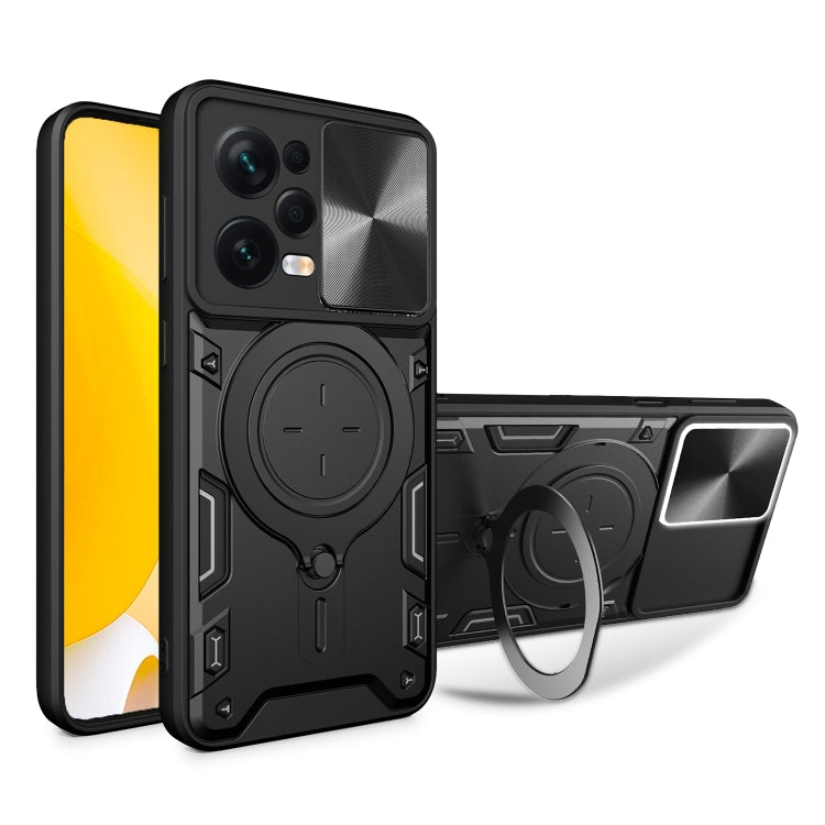For Xiaomi Redmi Note 12 Pro 5G CD Texture Sliding Camshield Magnetic Holder Phone Case(Black) - free shipping - PMC TechLife - Order now!