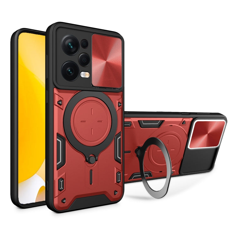 For Xiaomi Redmi Note 12 Pro 5G CD Texture Sliding Camshield Magnetic Holder Phone Case(Red) - free shipping - PMC TechLife - Order now!