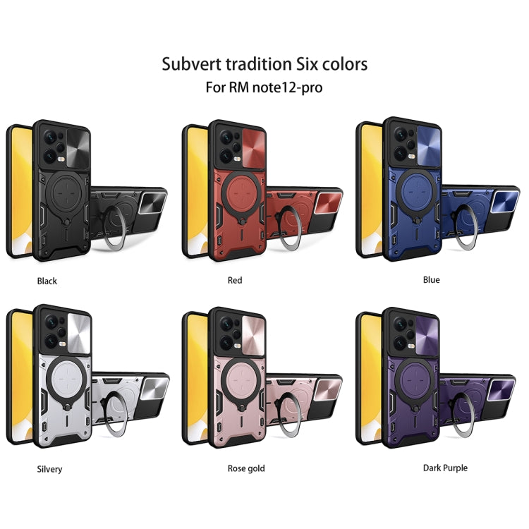 For Xiaomi Redmi Note 12 Pro 5G CD Texture Sliding Camshield Magnetic Holder Phone Case(Blue) - free shipping - PMC TechLife - Order now!