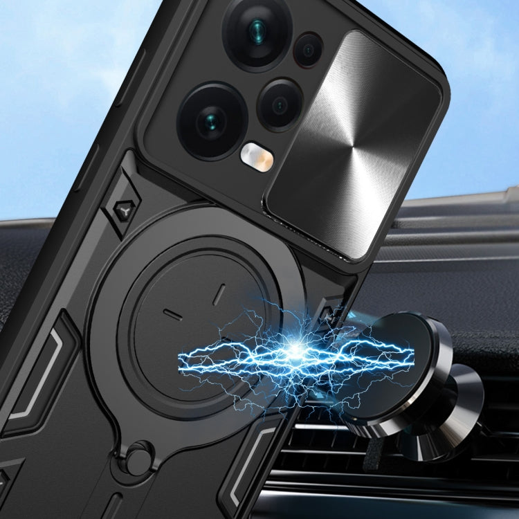 For Xiaomi Redmi Note 12 Pro 5G CD Texture Sliding Camshield Magnetic Holder Phone Case(Silver) - free shipping - PMC TechLife - Order now!