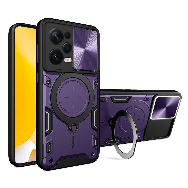 For Xiaomi Redmi Note 12 Pro 5G CD Texture Sliding Camshield Magnetic Holder Phone Case(Purple) - free shipping - PMC TechLife - Order now!