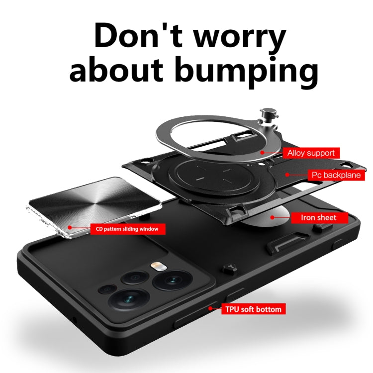 For Xiaomi Redmi Note 12 Pro 5G CD Texture Sliding Camshield Magnetic Holder Phone Case(Purple) - free shipping - PMC TechLife - Order now!