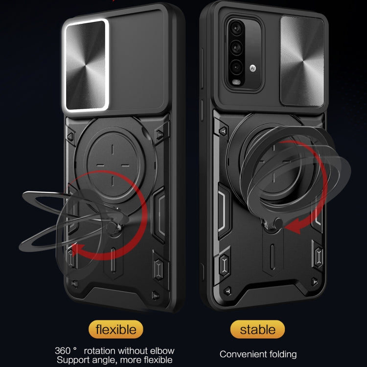 For Xiaomi Redmi Note 9 4G / Poco M3 CD Texture Sliding Camshield Magnetic Holder Phone Case(Purple) - free shipping - PMC TechLife - Order now!