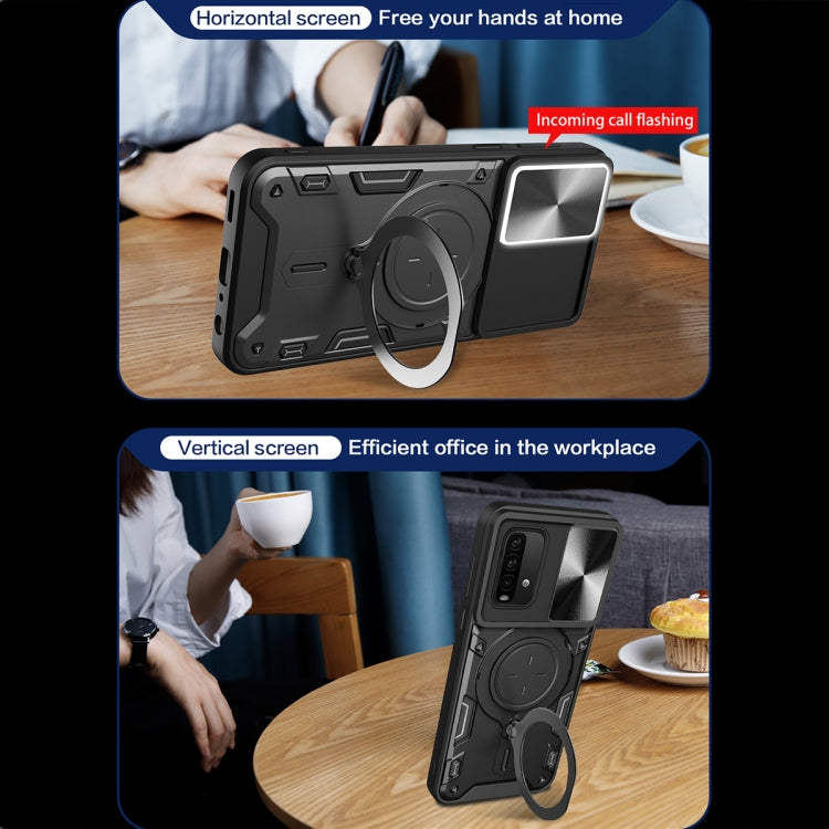 For Xiaomi Redmi Note 9 4G / Poco M3 CD Texture Sliding Camshield Magnetic Holder Phone Case(Purple) - free shipping - PMC TechLife - Order now!