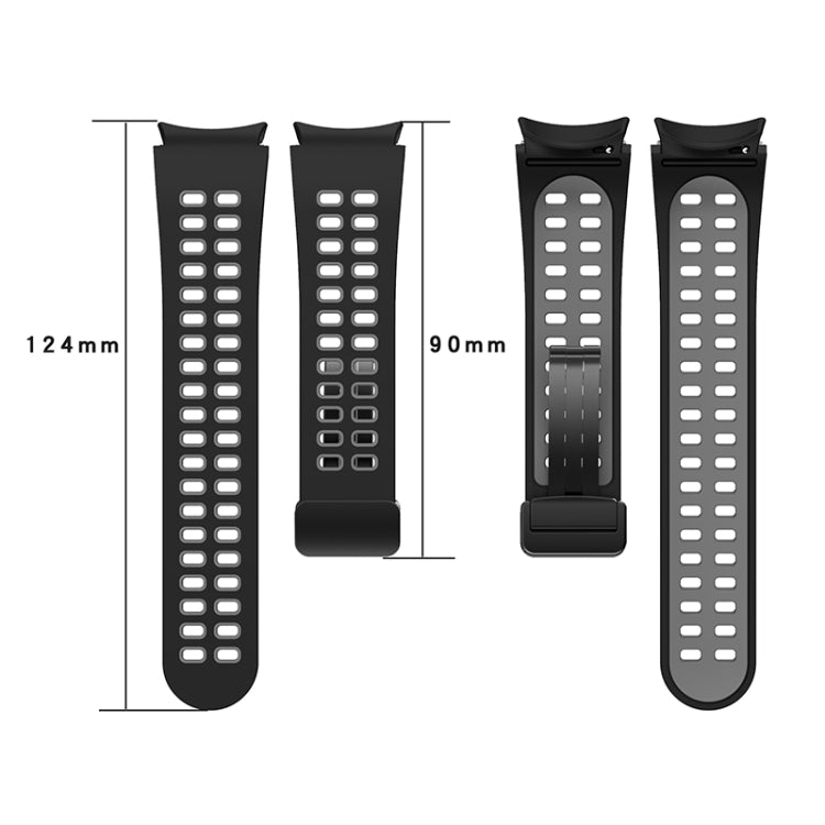 For Samsung Galaxy Watch5 Double-row Hole Folding Buckle Silicone Watch Band(Black) - Watch Bands by PMC TechLife | Online Shopping South Africa | PMC TechLife