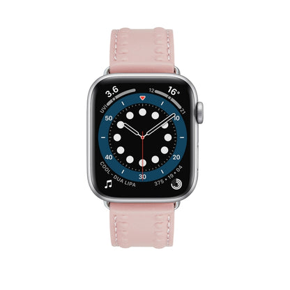 Embossed Love Genuine Leather Watch Band For Apple Watch 2 42mm(Pink) - Watch Bands by PMC Jewellery | Online Shopping South Africa | PMC Jewellery