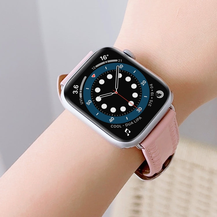 Embossed Love Genuine Leather Watch Band For Apple Watch 2 42mm(Pink) - Watch Bands by PMC TechLife | Online Shopping South Africa | PMC TechLife