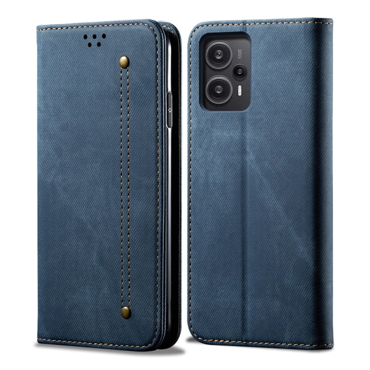 For Xiaomi Redmi Note 12 Turbo / Poco F5 Denim Texture Casual Style Flip Leather Phone Case(Blue) - free shipping - PMC TechLife - Order now!