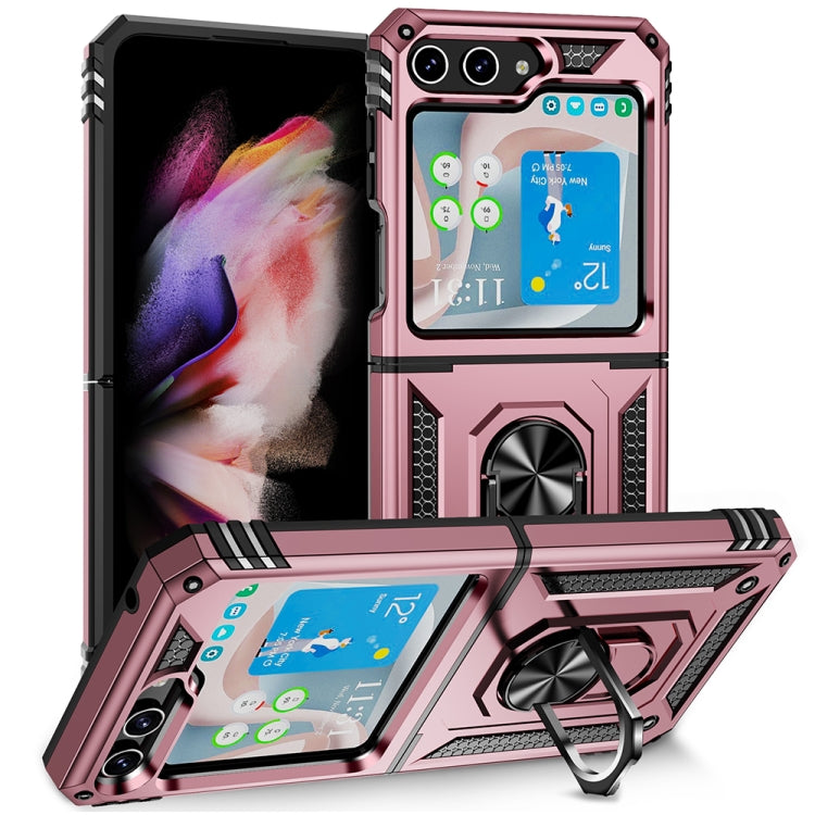 For Samsung Galaxy Z Flip5 Shockproof TPU + PC Phone Case with Holder(Rose Gold) - free shipping - PMC TechLife - Order now!