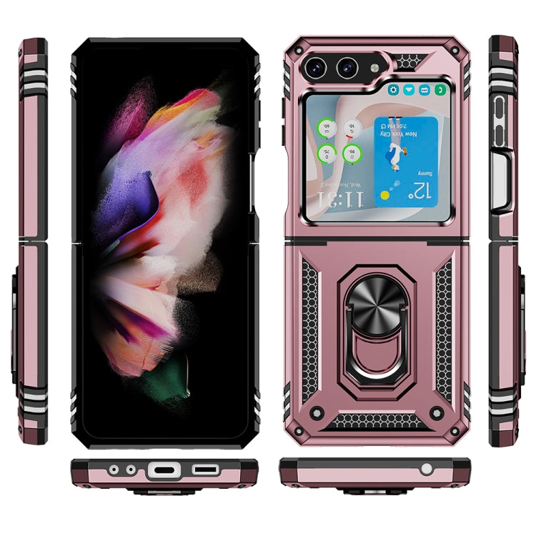For Samsung Galaxy Z Flip5 Shockproof TPU + PC Phone Case with Holder(Rose Gold) - free shipping - PMC TechLife - Order now!