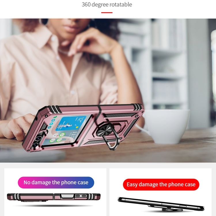 For Samsung Galaxy Z Flip5 Shockproof TPU + PC Phone Case with Holder(Rose Gold) - free shipping - PMC TechLife - Order now!