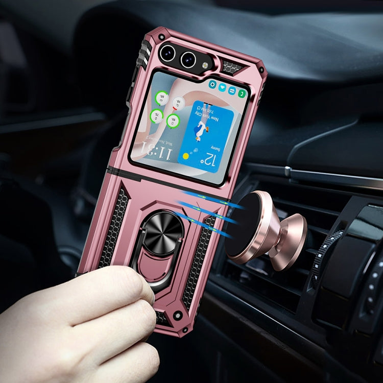 For Samsung Galaxy Z Flip5 Shockproof TPU + PC Phone Case with Holder(Rose Gold) - free shipping - PMC TechLife - Order now!