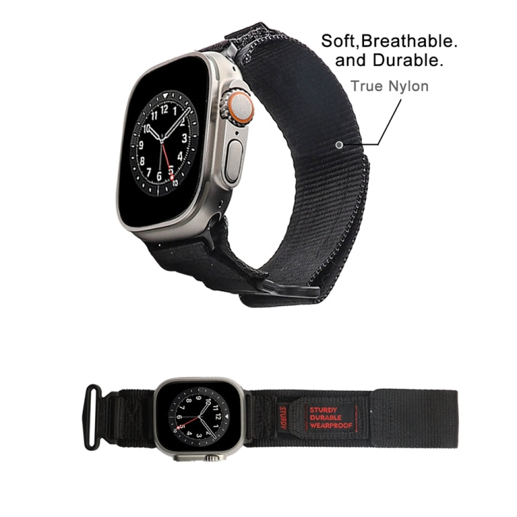 Nylon Two Section Watch Band For Apple Watch 8 41mm(Black) - Watch Bands by PMC Jewellery | Online Shopping South Africa | PMC Jewellery