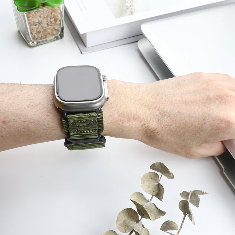 Nylon Two Section Watch Band For Apple Watch 7 41mm(Dark Green) - Watch Bands by PMC TechLife | Online Shopping South Africa | PMC TechLife