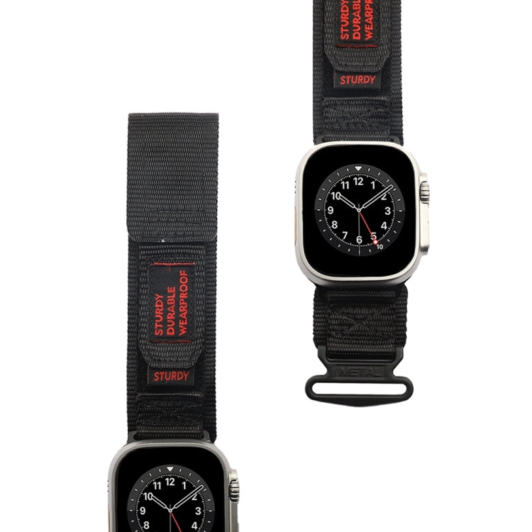 Nylon Two Section Watch Band For Apple Watch 7 45mm(Black) - Watch Bands by PMC TechLife | Online Shopping South Africa | PMC TechLife