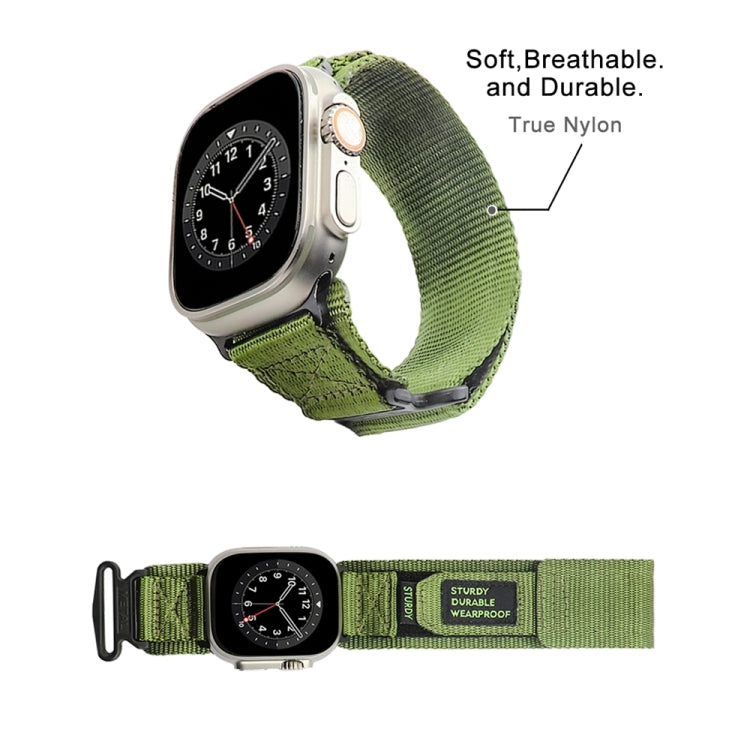 Nylon Two Section Watch Band For Apple Watch 5 44mm(Dark Green) - Watch Bands by PMC Jewellery | Online Shopping South Africa | PMC Jewellery