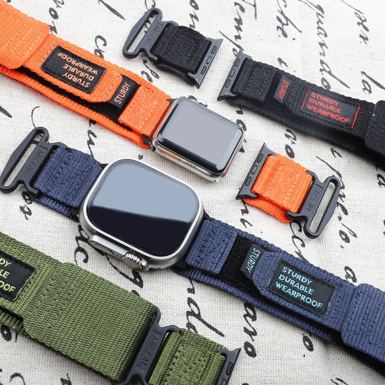 Nylon Two Section Watch Band For Apple Watch 8 41mm(Blue) - Watch Bands by PMC TechLife | Online Shopping South Africa | PMC TechLife