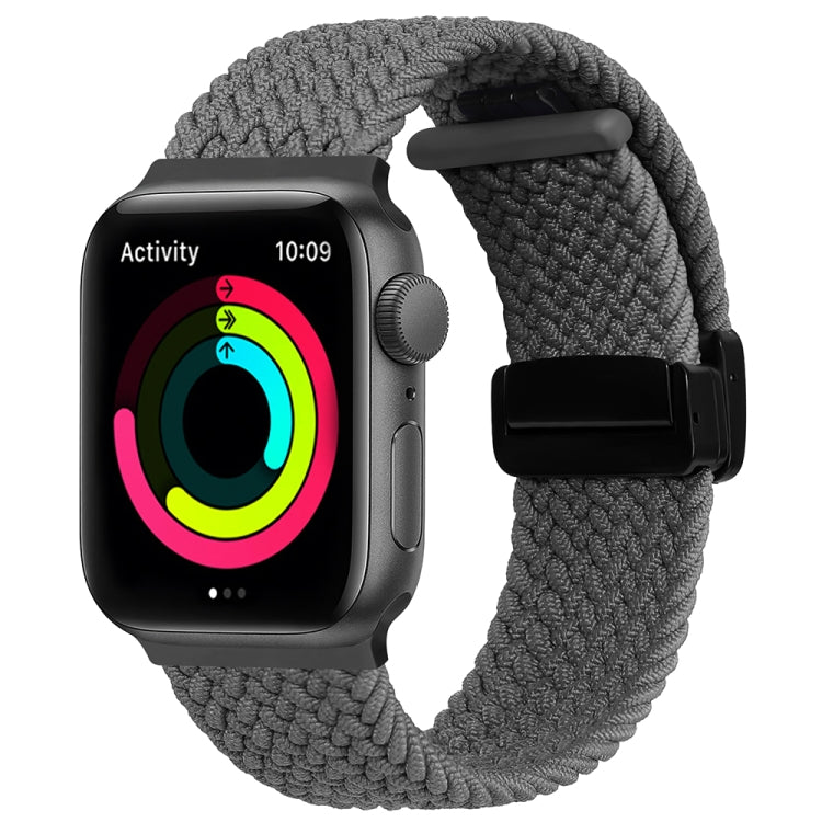 Magnetic Fold Clasp Woven Watch Band For Apple Watch 8 41mm(Grey) - Watch Bands by PMC TechLife | Online Shopping South Africa | PMC TechLife