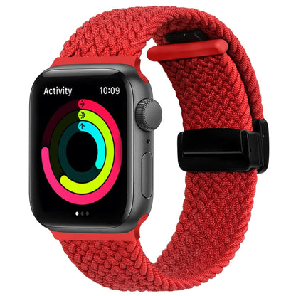 Magnetic Fold Clasp Woven Watch Band For Apple Watch SE 2022 40mm(Red) - Watch Bands by PMC Jewellery | Online Shopping South Africa | PMC Jewellery