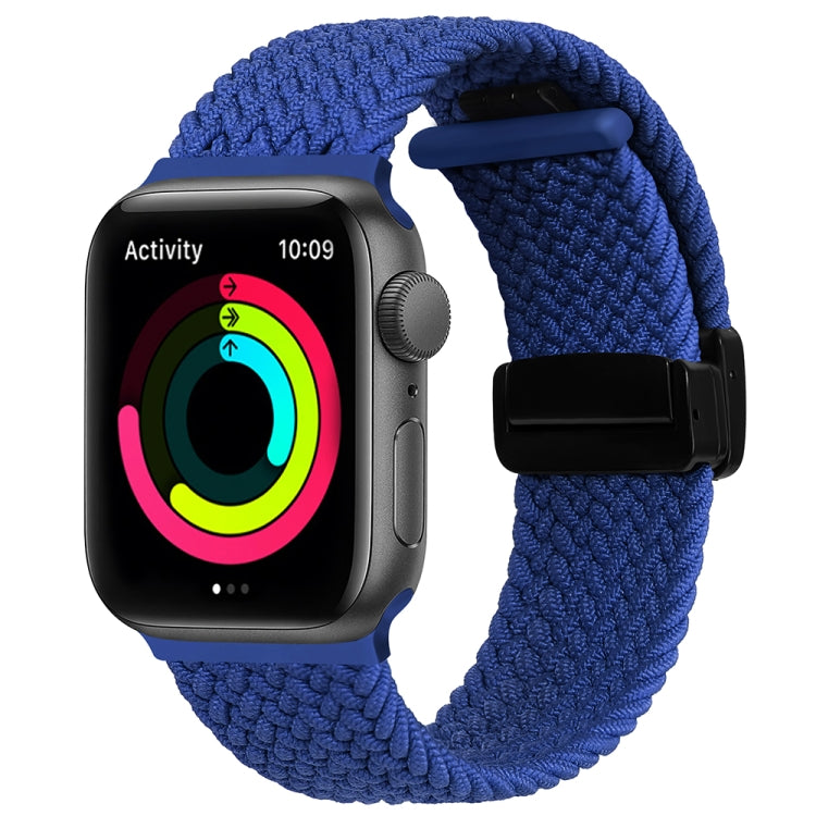 Magnetic Fold Clasp Woven Watch Band For Apple Watch SE 2022 44mm(Blue) - Watch Bands by PMC Jewellery | Online Shopping South Africa | PMC Jewellery