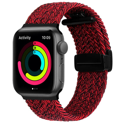 Magnetic Fold Clasp Woven Watch Band For Apple Watch 6 44mm(Black Sand Red) - Watch Bands by PMC Jewellery | Online Shopping South Africa | PMC Jewellery