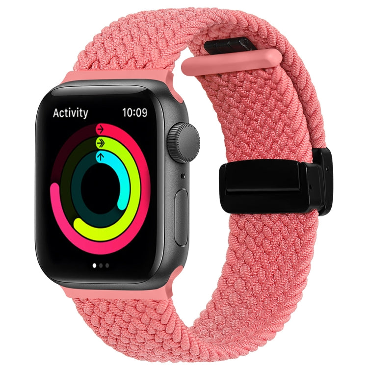 Magnetic Fold Clasp Woven Watch Band For Apple Watch 9 45mm(Pink) - Watch Bands by PMC TechLife | Online Shopping South Africa | PMC TechLife