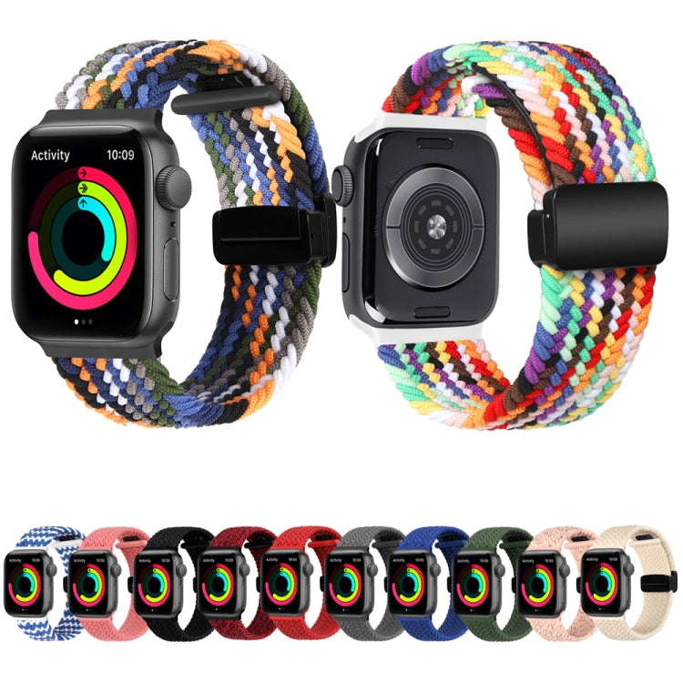 Magnetic Fold Clasp Woven Watch Band For Apple Watch Ultra 49mm(Rainbow Color) - Watch Bands by PMC Jewellery | Online Shopping South Africa | PMC Jewellery