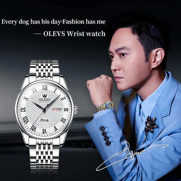 OLEVS 5562 Men Multifunctional Business Waterproof Quartz Watch(White) - Metal Strap Watches by OLEVS | Online Shopping South Africa | PMC Jewellery | Buy Now Pay Later Mobicred