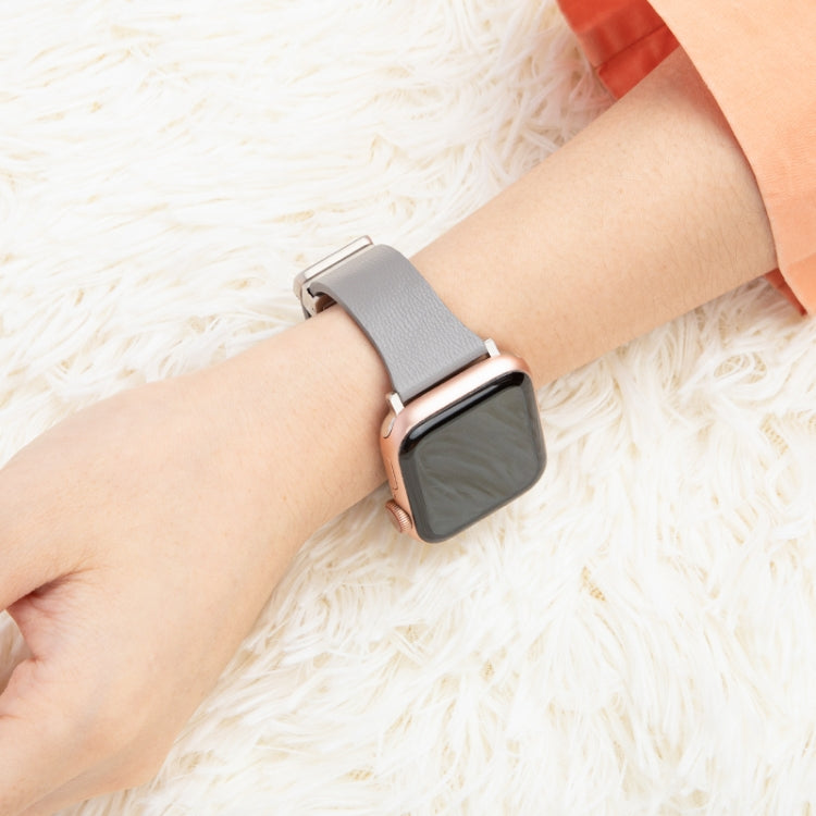 Sheepskin Texture Magnetic Folding Buckle Watch Band For Apple Watch 38mm(Grey) - Watch Bands by PMC TechLife | Online Shopping South Africa | PMC TechLife