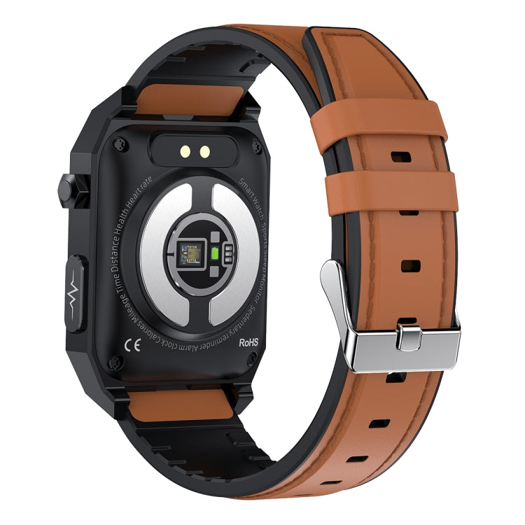 E530 1.91 inch IP68 Waterproof Leather Band Smart Watch Supports ECG / Non-invasive Blood Sugar(Brown) - Smart Watches by PMC Jewellery | Online Shopping South Africa | PMC Jewellery