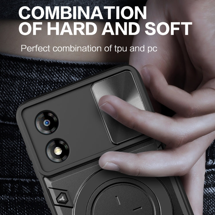 For Motorola Moto E13 CD Texture Sliding Camshield Magnetic Holder Phone Case(Black) - free shipping - PMC TechLife - Order now!