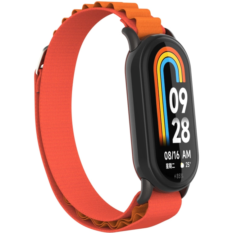 For Xiaomi Mi Band 8 Metal Plug Loop Nylon Watch Band(Black+Orange) - Watch Bands by PMC TechLife | Online Shopping South Africa | PMC TechLife