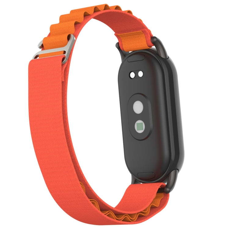 For Xiaomi Mi Band 8 Metal Plug Loop Nylon Watch Band(Black+Orange) - Watch Bands by PMC TechLife | Online Shopping South Africa | PMC TechLife