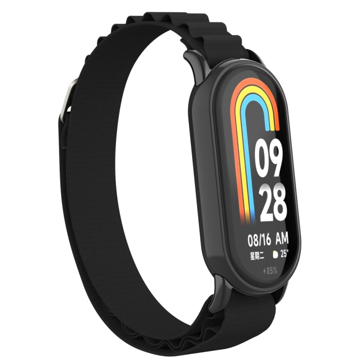 For Xiaomi Mi Band 8 Metal Plug Loop Nylon Watch Band(Black+Black) - Watch Bands by PMC TechLife | Online Shopping South Africa | PMC TechLife