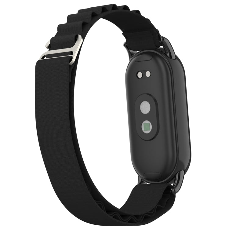 For Xiaomi Mi Band 8 Metal Plug Loop Nylon Watch Band(Black+Black) - Watch Bands by PMC TechLife | Online Shopping South Africa | PMC TechLife