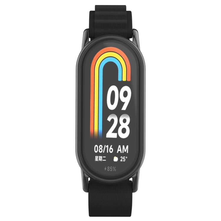 For Xiaomi Mi Band 8 Metal Plug Loop Nylon Watch Band(Black+Black) - Watch Bands by PMC TechLife | Online Shopping South Africa | PMC TechLife