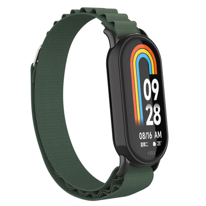 For Xiaomi Mi Band 8 Metal Plug Loop Nylon Watch Band(Black+Army Green) - Watch Bands by PMC Jewellery | Online Shopping South Africa | PMC Jewellery