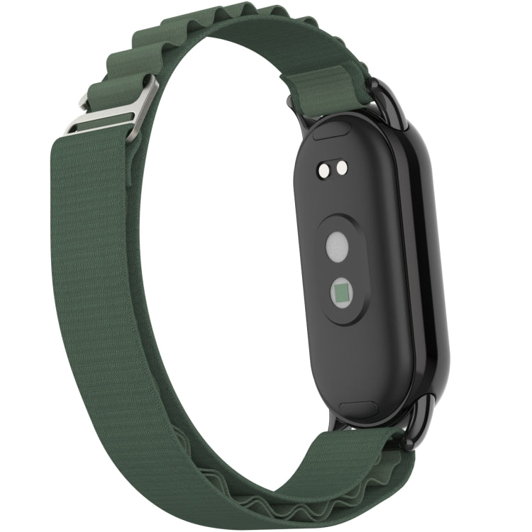 For Xiaomi Mi Band 8 Metal Plug Loop Nylon Watch Band(Black+Army Green) - Watch Bands by PMC TechLife | Online Shopping South Africa | PMC TechLife