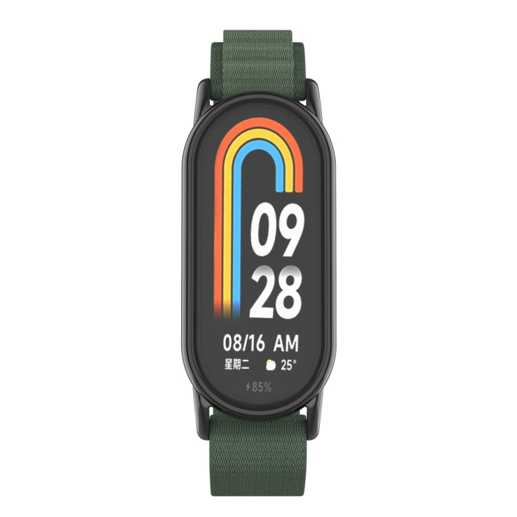 For Xiaomi Mi Band 8 Metal Plug Loop Nylon Watch Band(Black+Army Green) - Watch Bands by PMC Jewellery | Online Shopping South Africa | PMC Jewellery