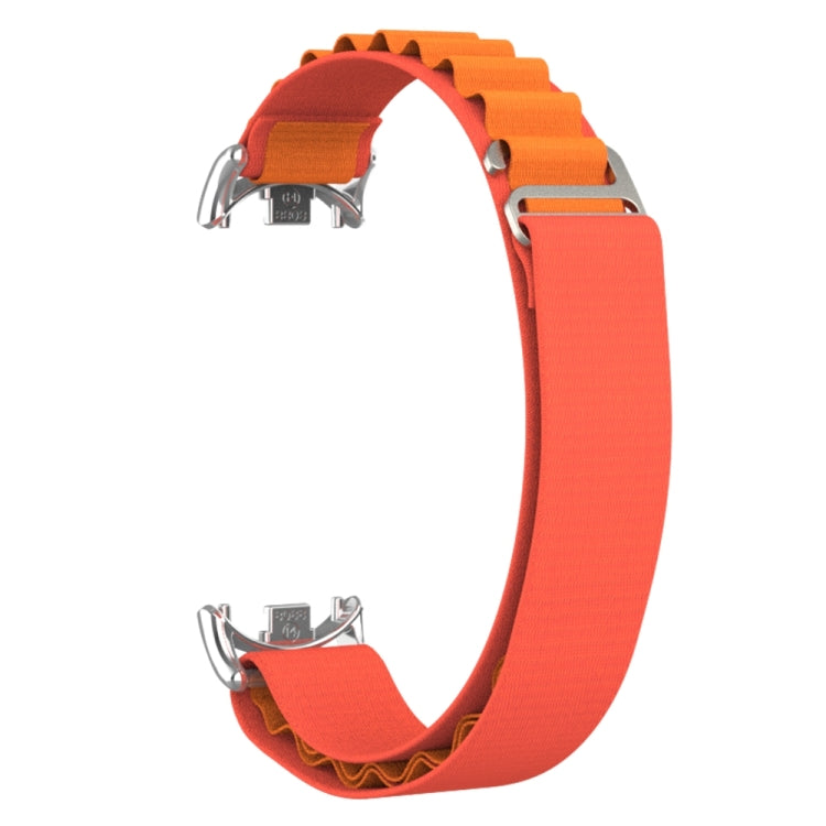 For Xiaomi Mi Band 8 Metal Plug Loop Nylon Watch Band(Silver+Orange) - Watch Bands by PMC TechLife | Online Shopping South Africa | PMC TechLife