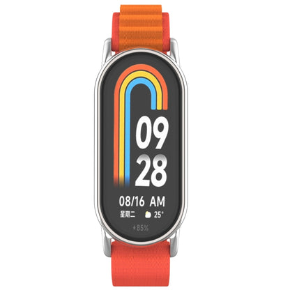 For Xiaomi Mi Band 8 Metal Plug Loop Nylon Watch Band(Silver+Orange) - Watch Bands by PMC Jewellery | Online Shopping South Africa | PMC Jewellery