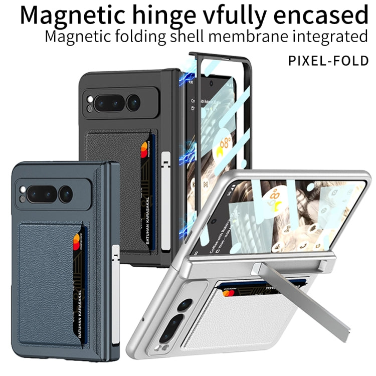 For Google Pixel Fold GKK Integrated Fold Hinge Full Coverage Phone Case with Card Bag(Carbon Fibre Black) - Google Cases by GKK | Online Shopping South Africa | PMC Jewellery