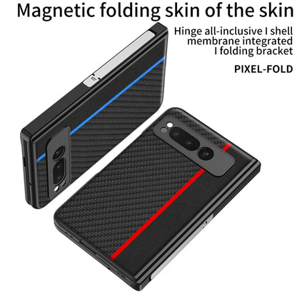 For Google Pixel Fold GKK Integrated Contrast Color Fold Hinge Leather Phone Case with Holder(Red) - Google Cases by GKK | Online Shopping South Africa | PMC Jewellery