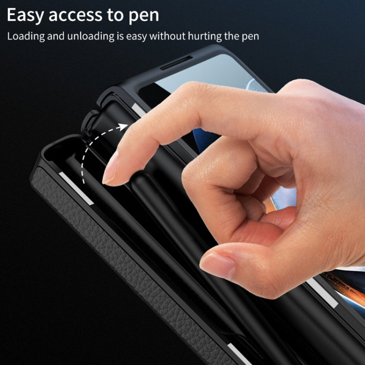 For Samsung Galaxy Z Fold4 GKK Integrated Fold Hinge Leather Phone Case with Holder(Carbon Fibre Black) - Galaxy Z Fold4 5G Cases by GKK | Online Shopping South Africa | PMC TechLife | Buy Now Pay Later Mobicred