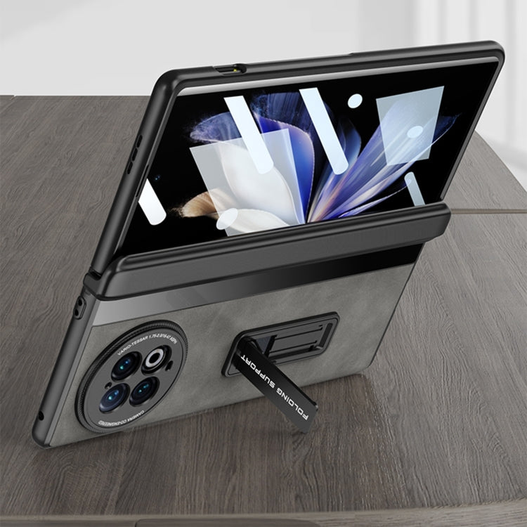 For vivo X Fold2 GKK Integrated Frosted Fold Hinge Leather Phone Case with Holder(Black) - vivo Cases by GKK | Online Shopping South Africa | PMC TechLife