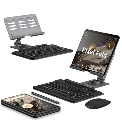 For Google Pixel Fold GKK Folding Bluetooth Keyboard Holder with Pen + Holder + Keyboard + Mouse(Grey) - Others Keyboard by GKK | Online Shopping South Africa | PMC Jewellery