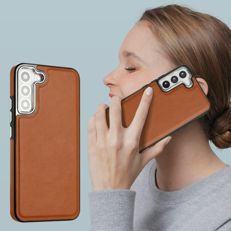 For Samsung Galaxy S22 5G Leather Texture Full Coverage Phone Case(Brown) - free shipping - PMC TechLife - Order now!